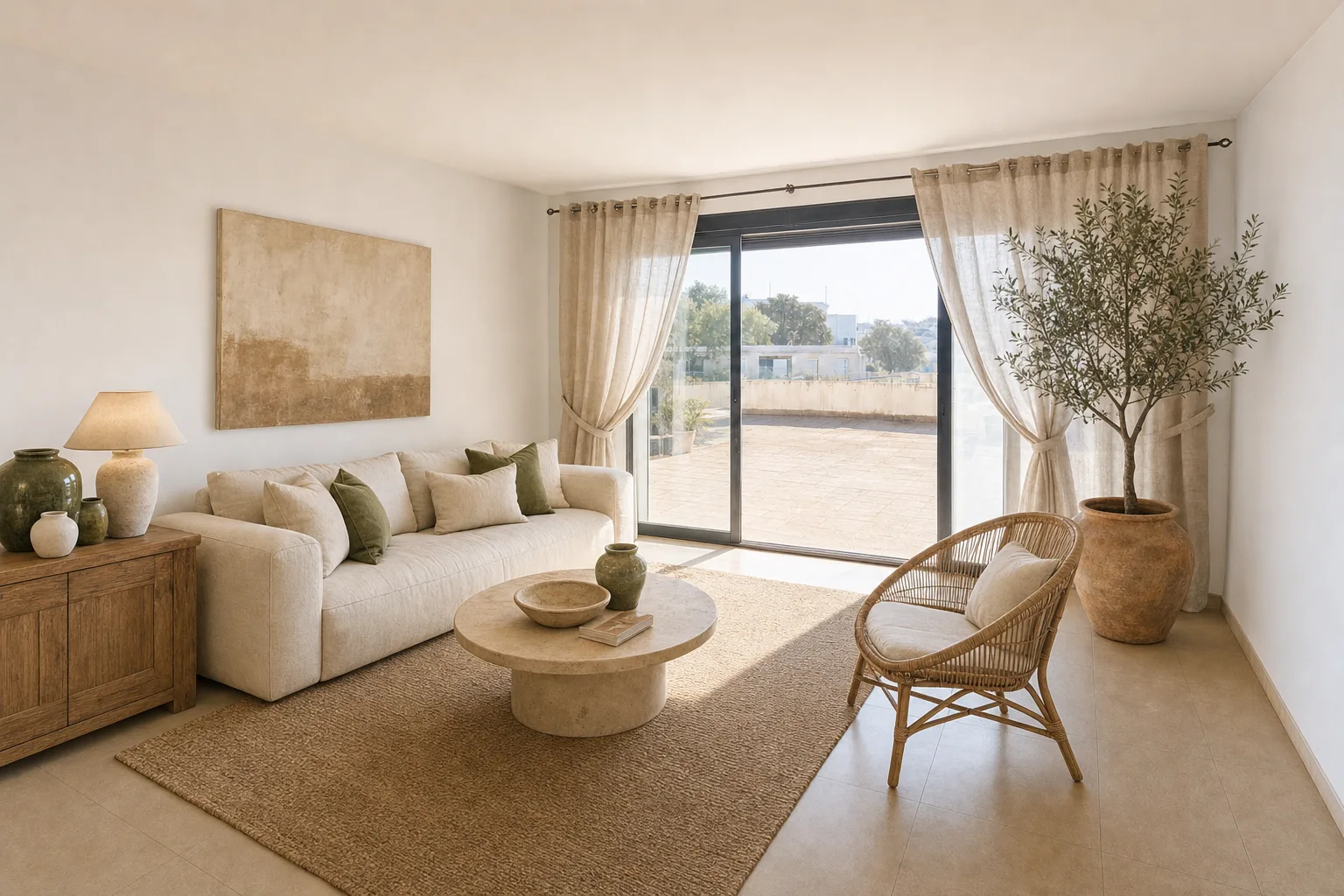 Eine moderne Wohnung mit sonniger Terrasse — In diesem Stil