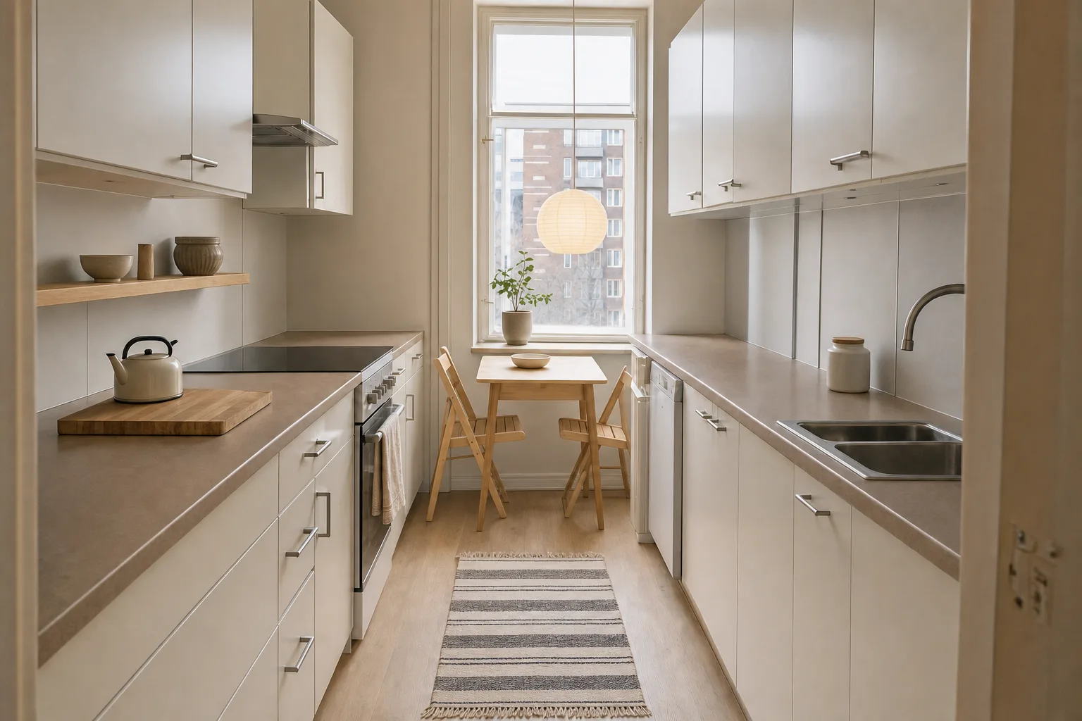 A narrow galley in a small apartment — In this style